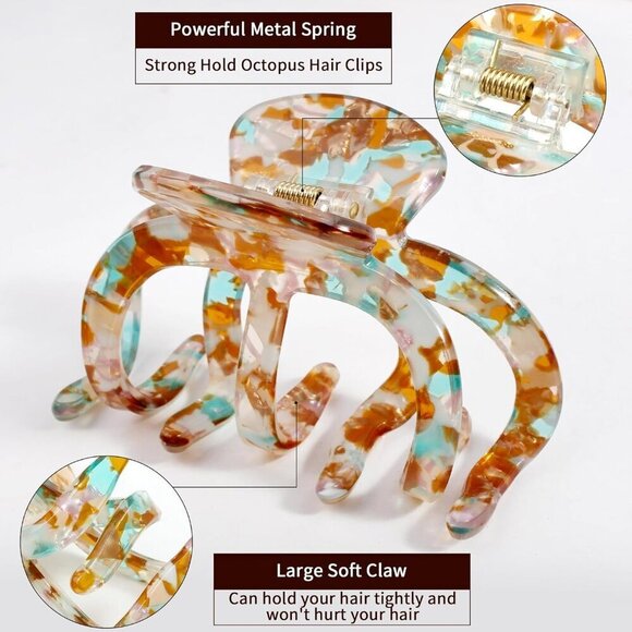 Extra Large Hair Clips 3 Pack Thick Hair Claw Clips Non-Slip for Women main image 7